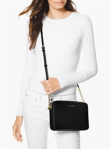 michael michael kors jet set large logo crossbody|michael kors saffiano crossbody bag.